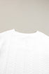 White Cable Textured Long Sleeve Round Neck Top